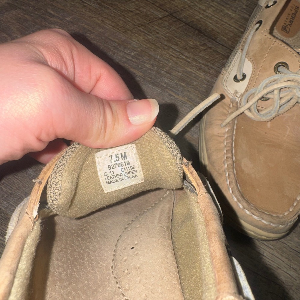 Sperry Top-Sider Bluefish 2-Eye Boat Shoes Womens 7.5 M Tan Linen Oat Leather - Picture 3 of 9